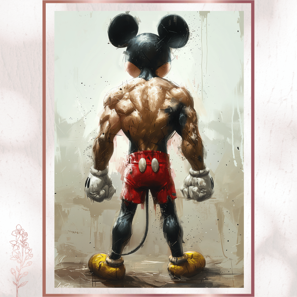 Kaslı Mickey - Güçlü Vücutlu Çizgi Poster