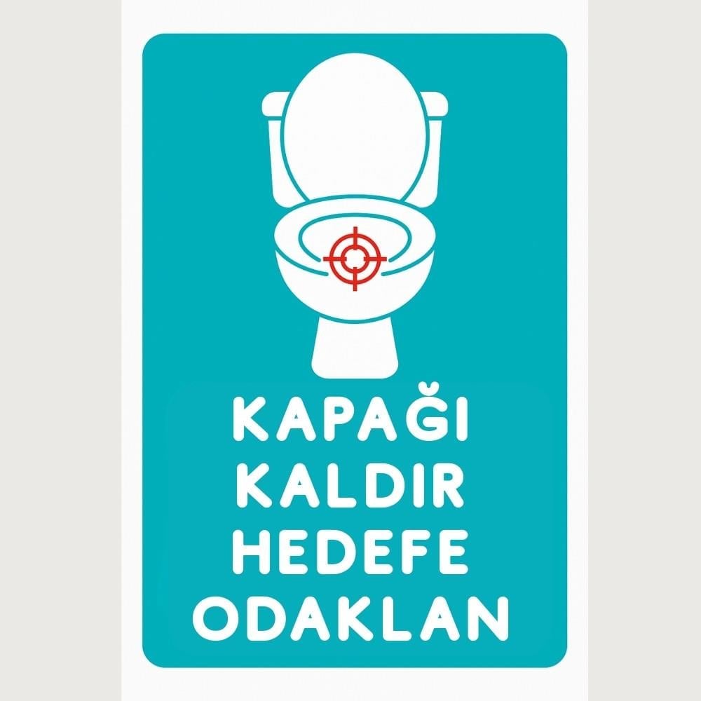 Komik WC Levhası - Kapağı Kaldır Hedefe Kilitlen
