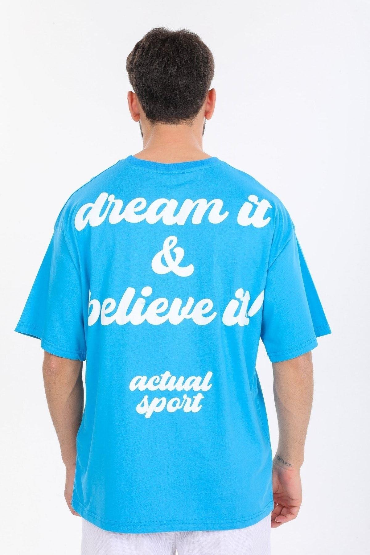 Actual Sport Yazılı Mavi T-shirt