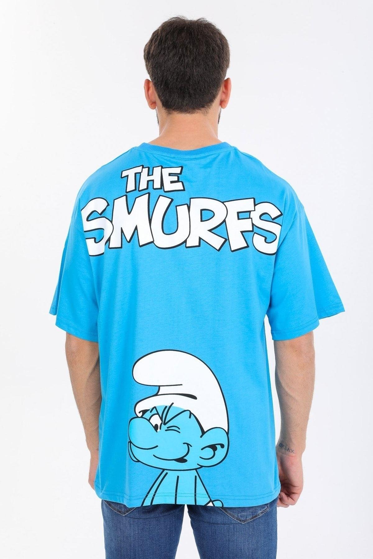 Smurfs Yazılı Mavi T-shirt