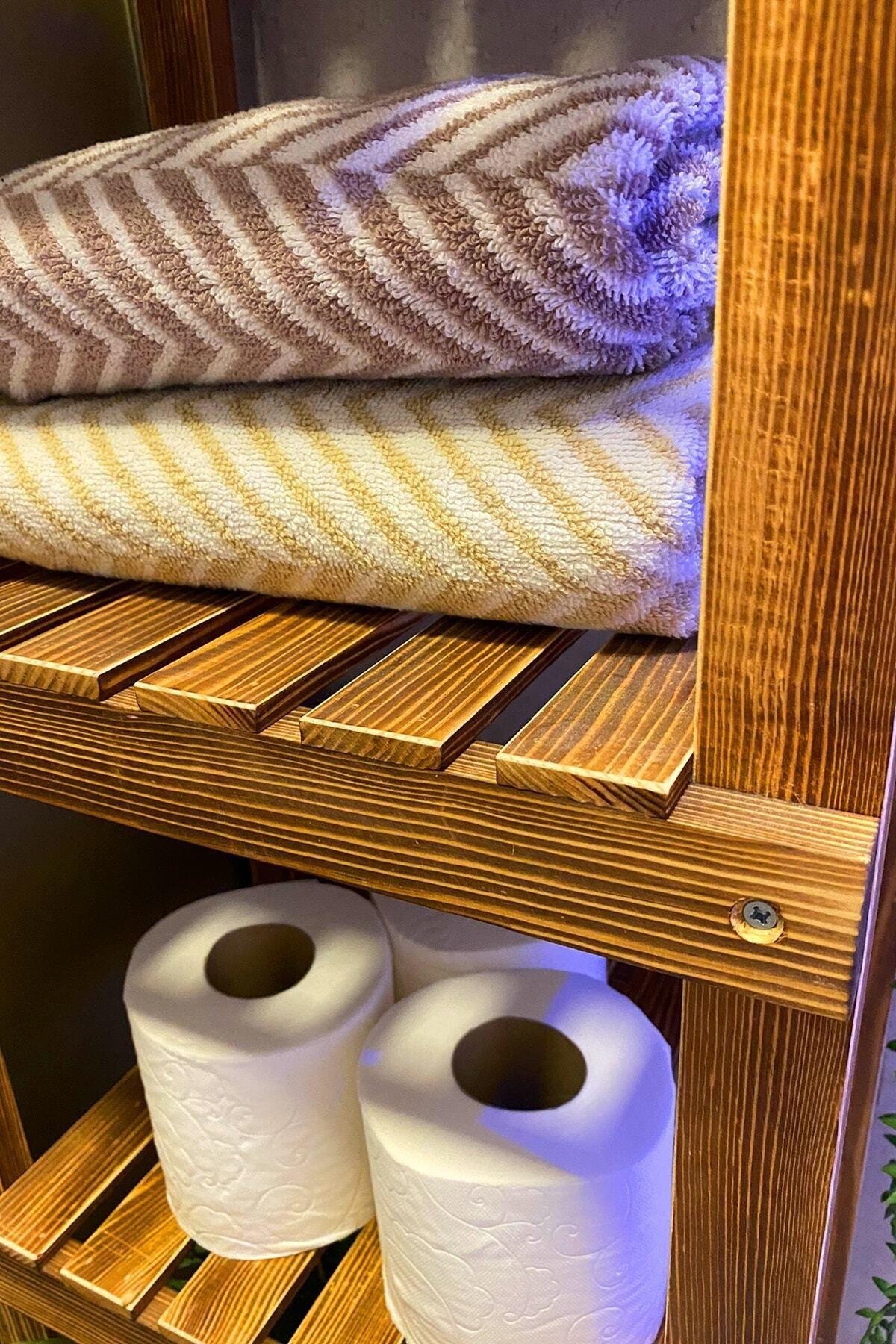 Ahşap Banyo Düzenleyici Masif Banyo Mutfak Rafı Havluluk Mob103102