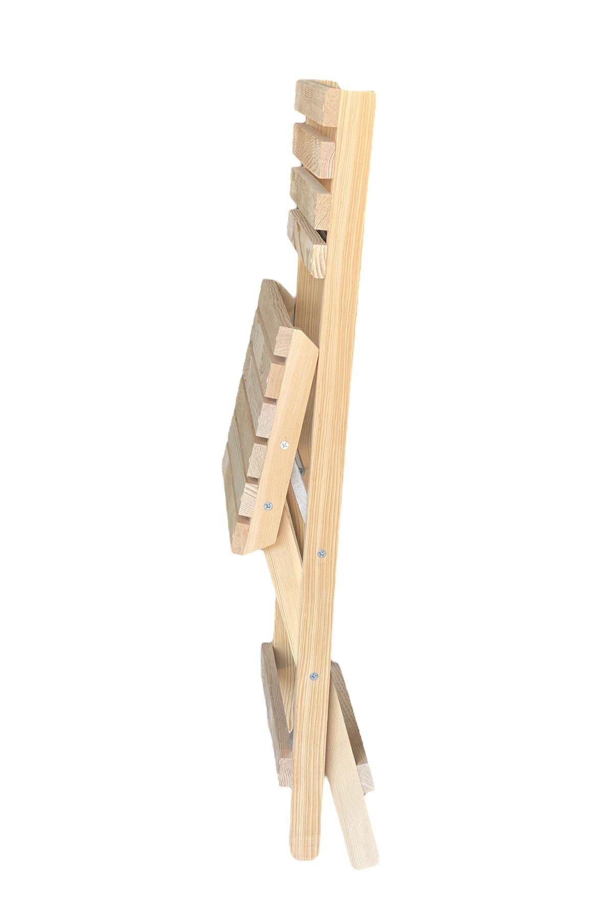 Ahşap Katlanır Sandalye Balkon Bahçe Mutfak Sandalyesi Naturel Mob241