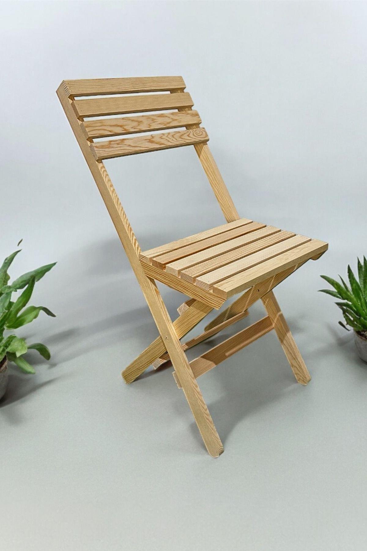 Ahşap Katlanır Sandalye Balkon Bahçe Mutfak Sandalyesi Naturel Mob241