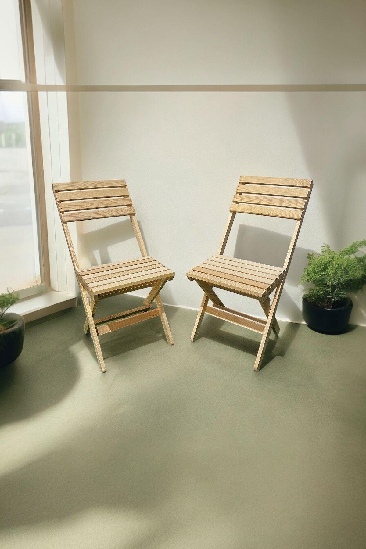 Ahşap Katlanır Sandalye Balkon Bahçe Mutfak Sandalyesi Naturel Mob241