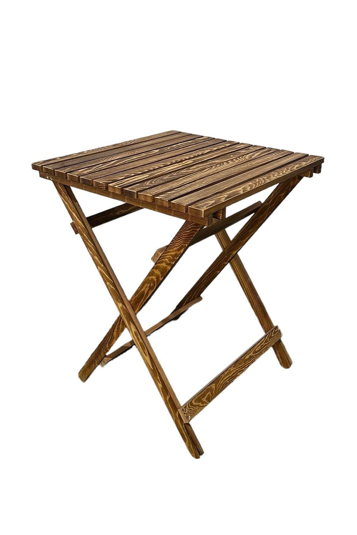 Ahşap Masa Bahçe Balkon Mutfak Teras Masası 50x50cm yakma mob242