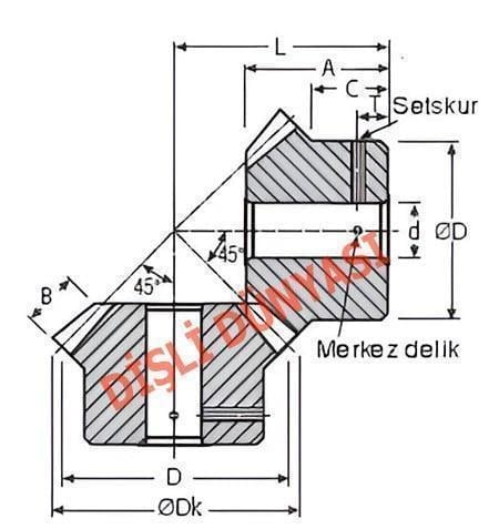 2 Modül 16 Diş Konik Dişli
