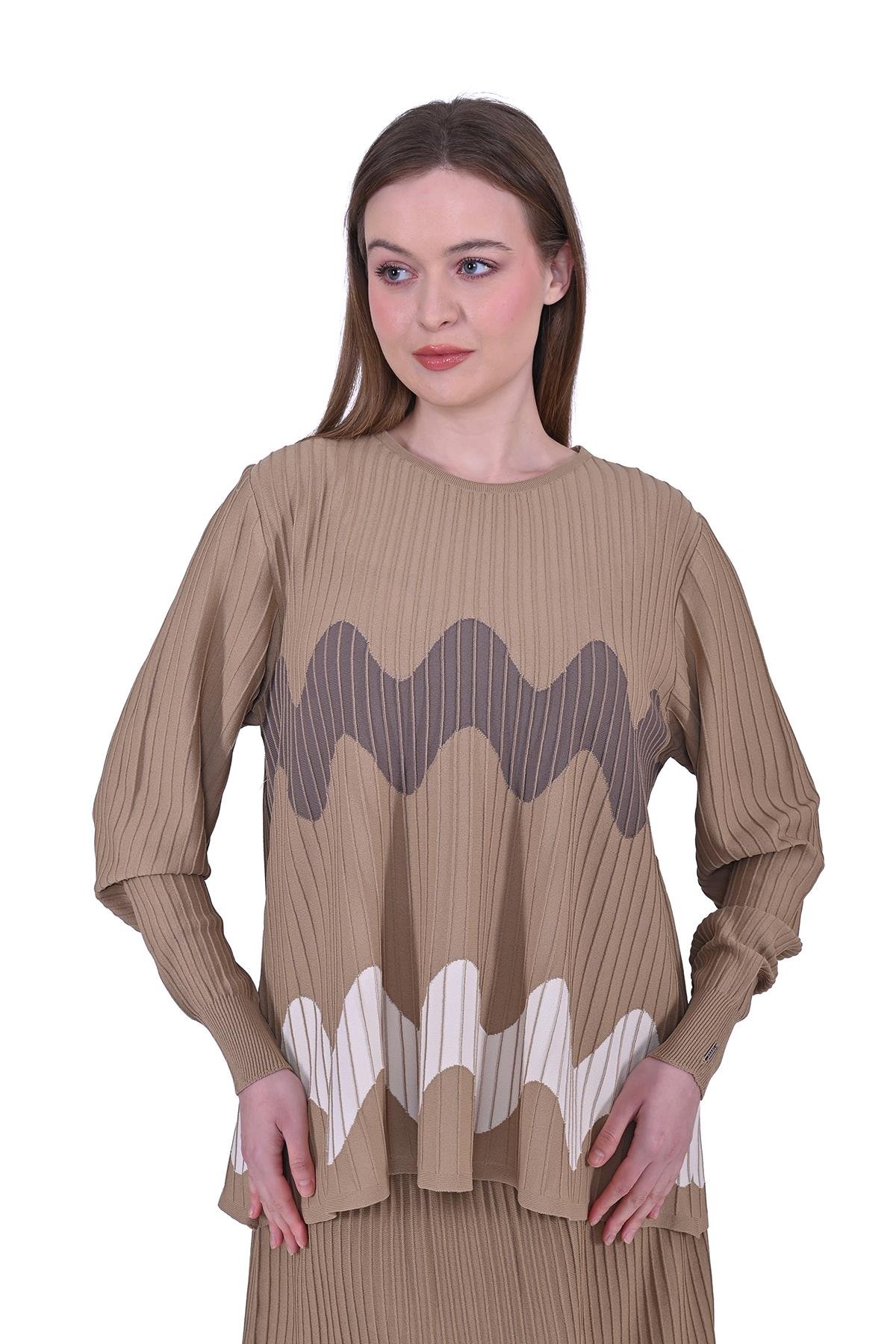 Dalga Triko Tunik CAMEL