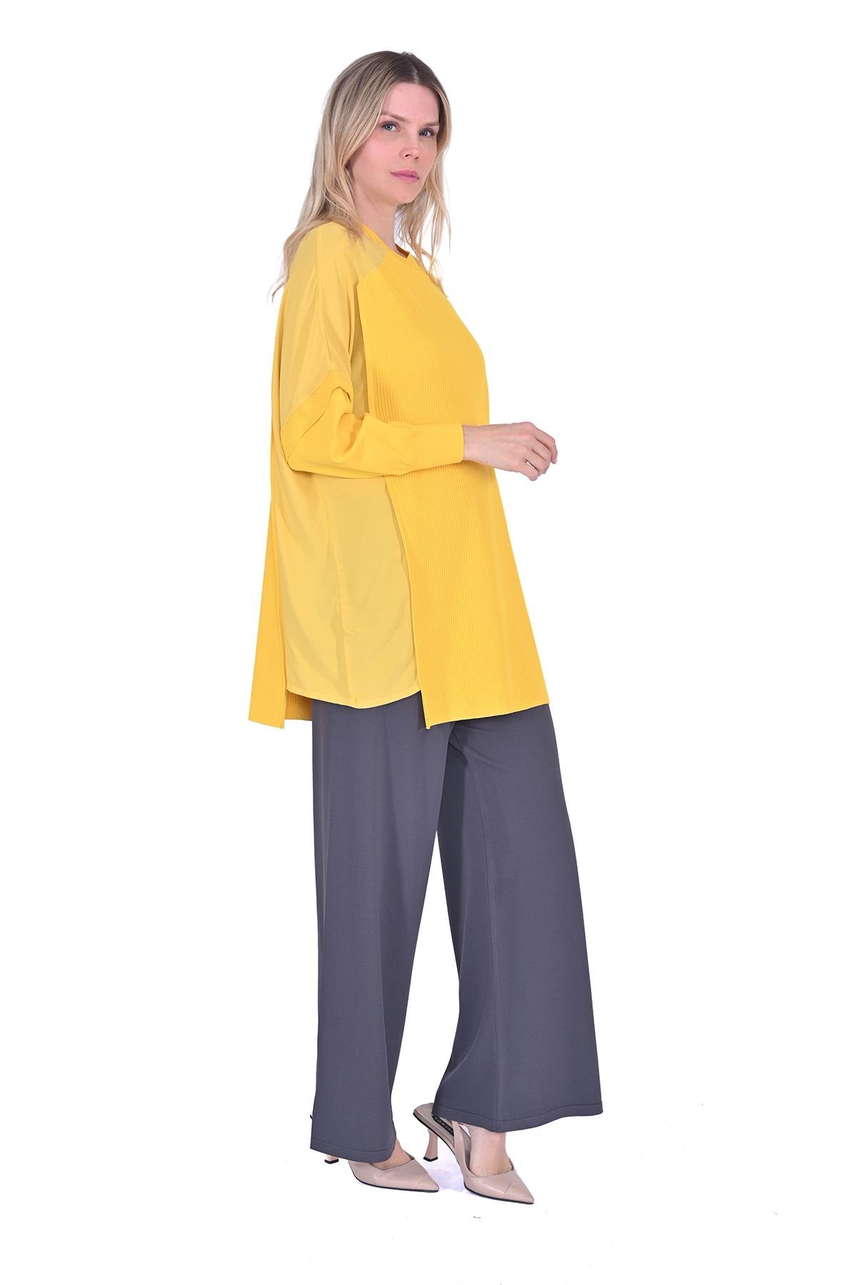 Körüklü Triko tunik SARI