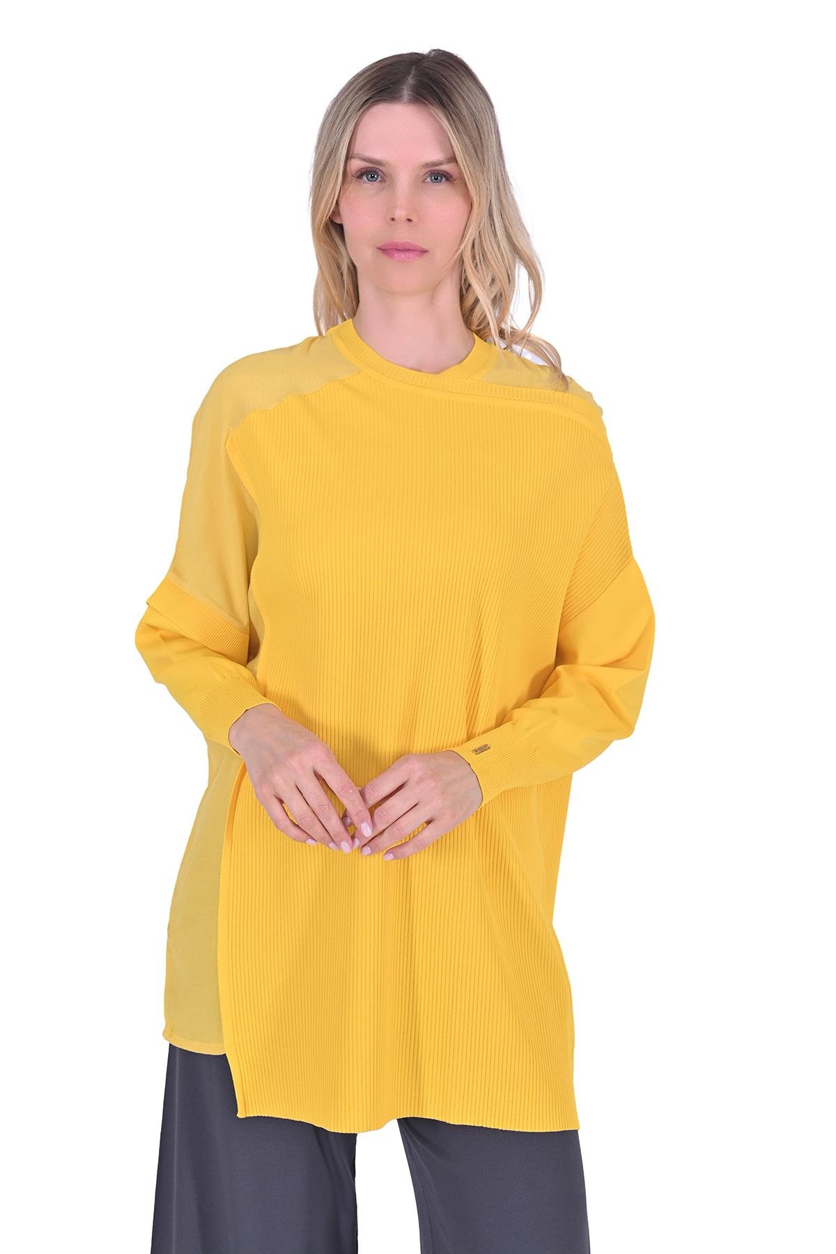 Körüklü Triko tunik SARI