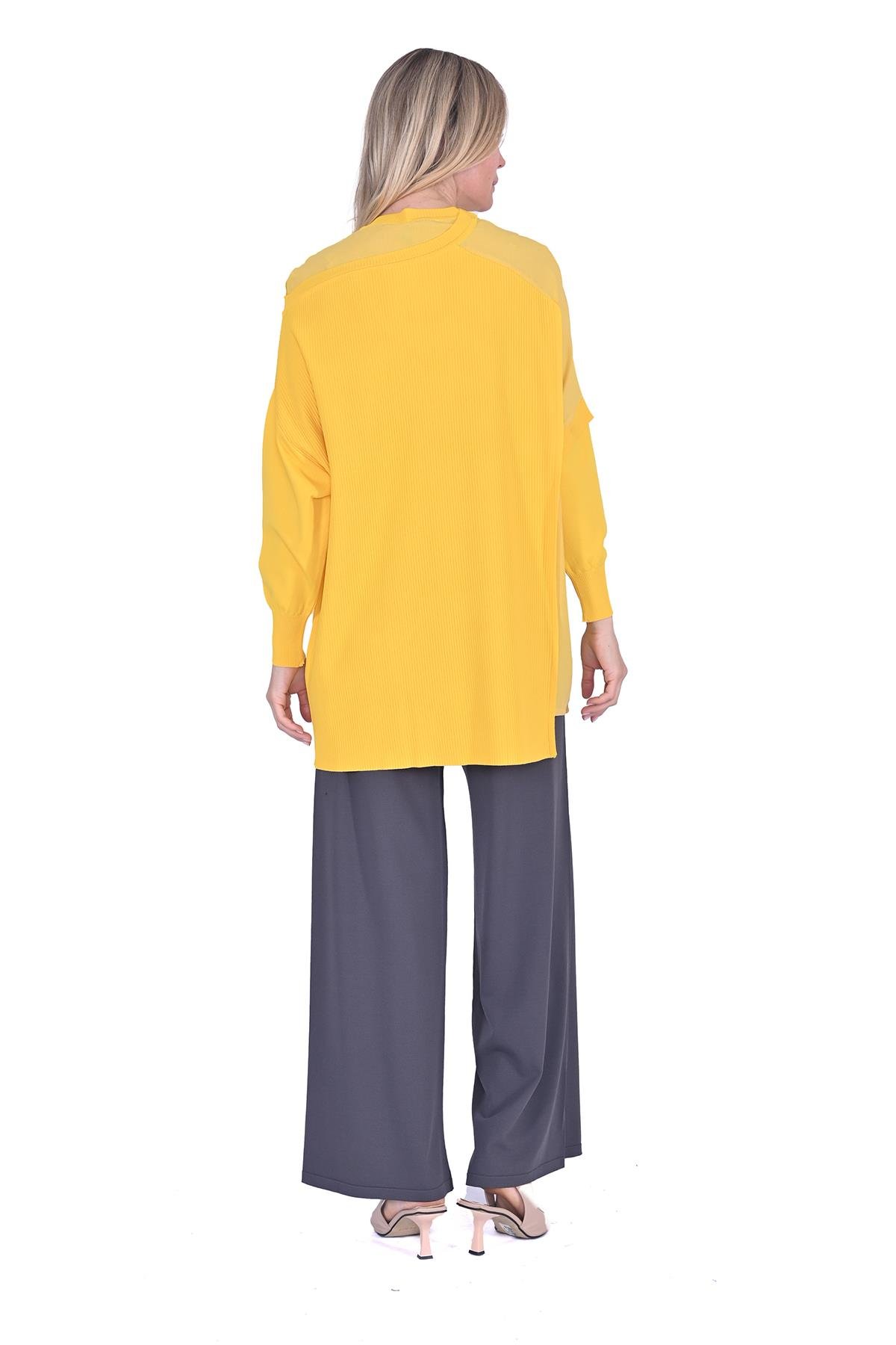 Körüklü Triko tunik SARI