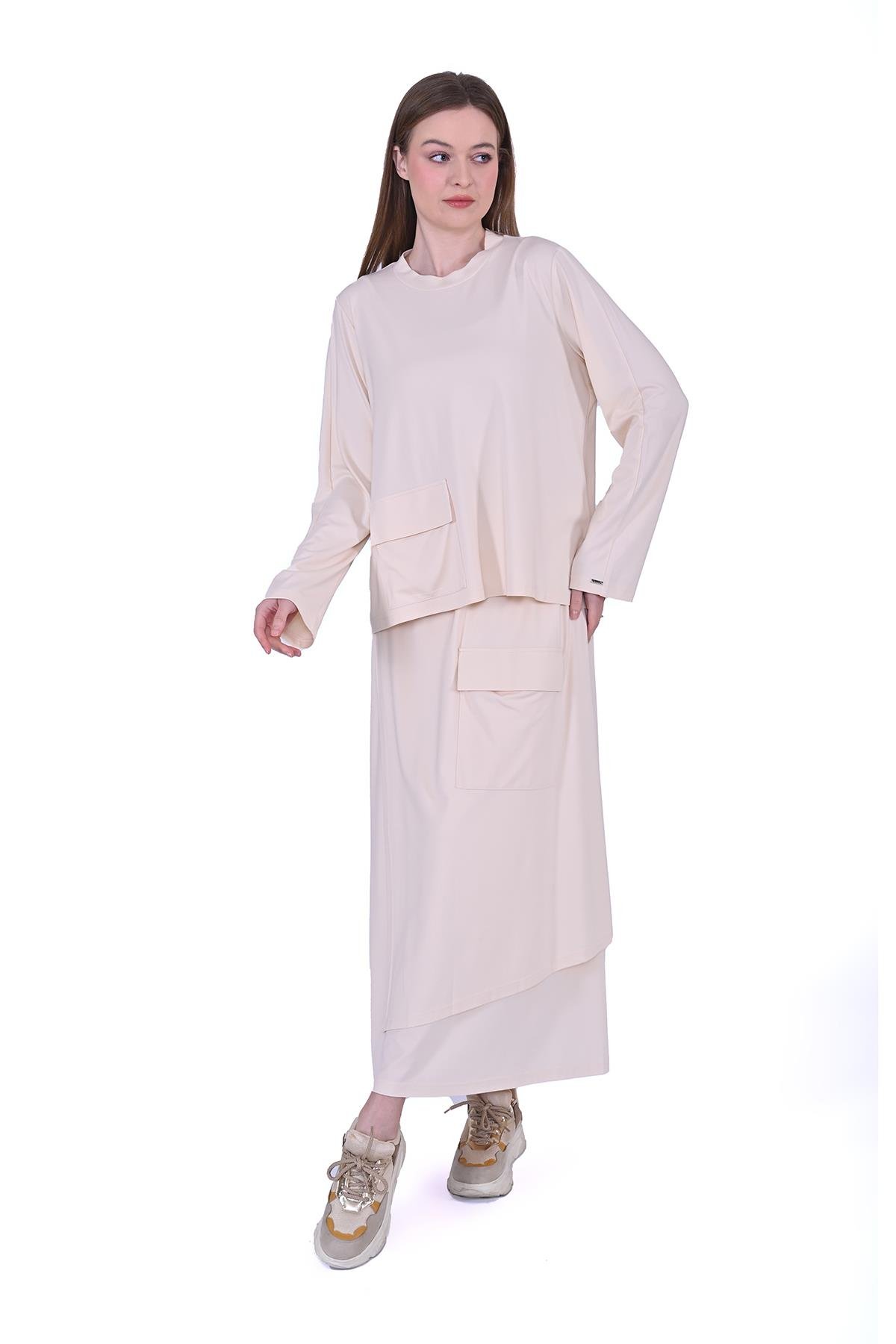 Rayon Penye Etekli Takım KREM