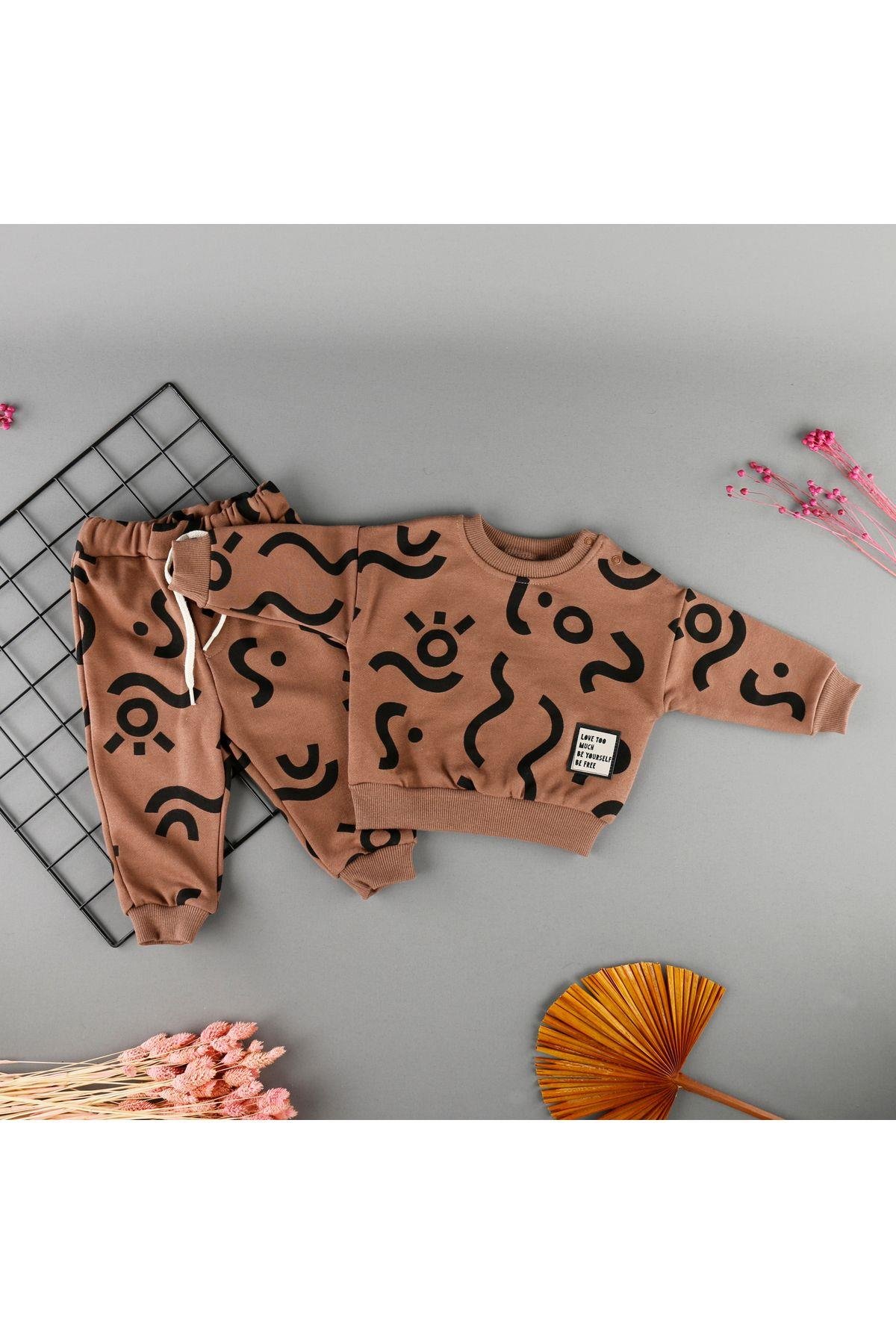 Geometrik Şekilli 2'Li Unisex Takım
