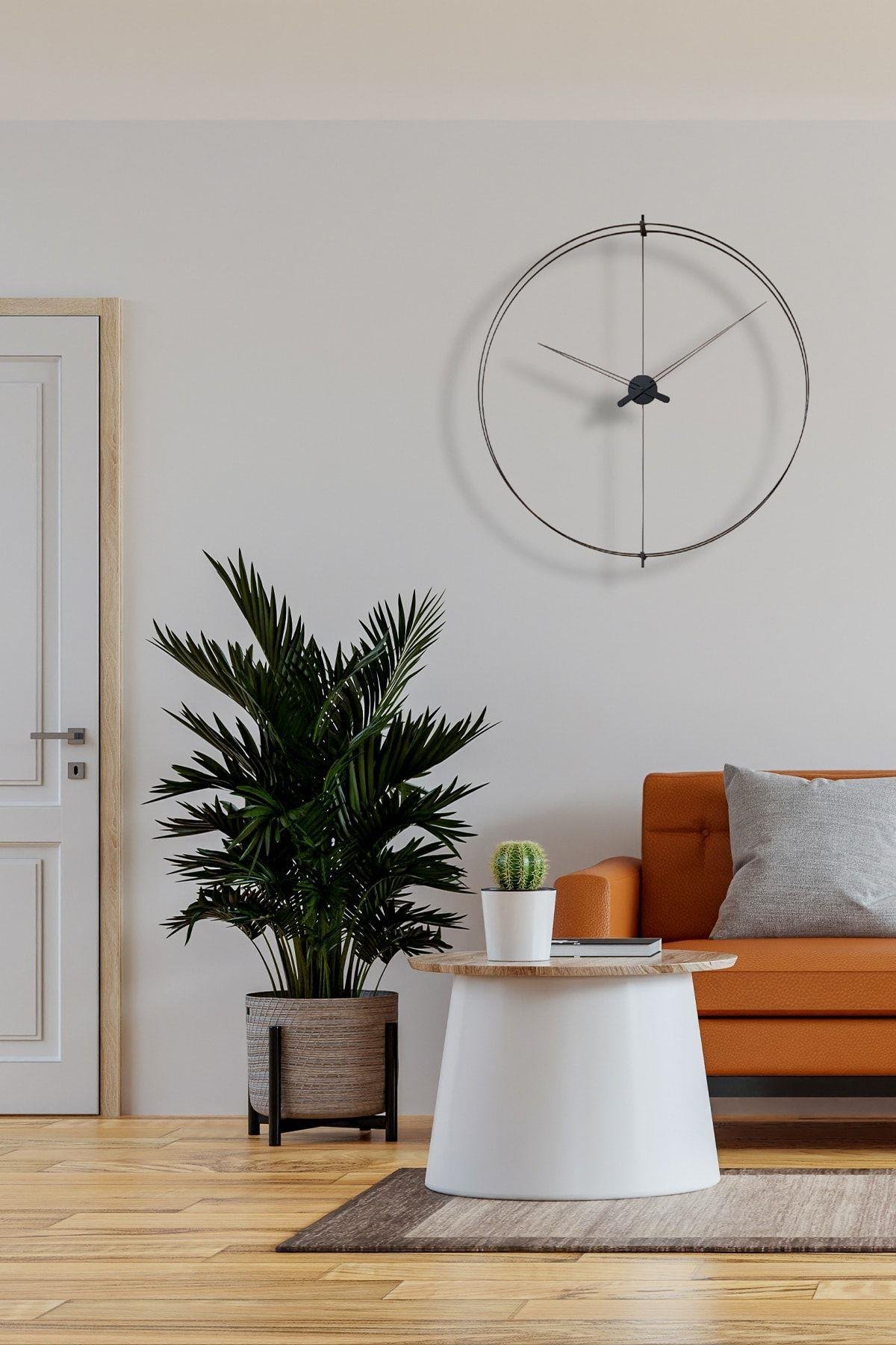 Timelock Saat 60 Cm Siyah Modern Dekoratif Duvar Saati