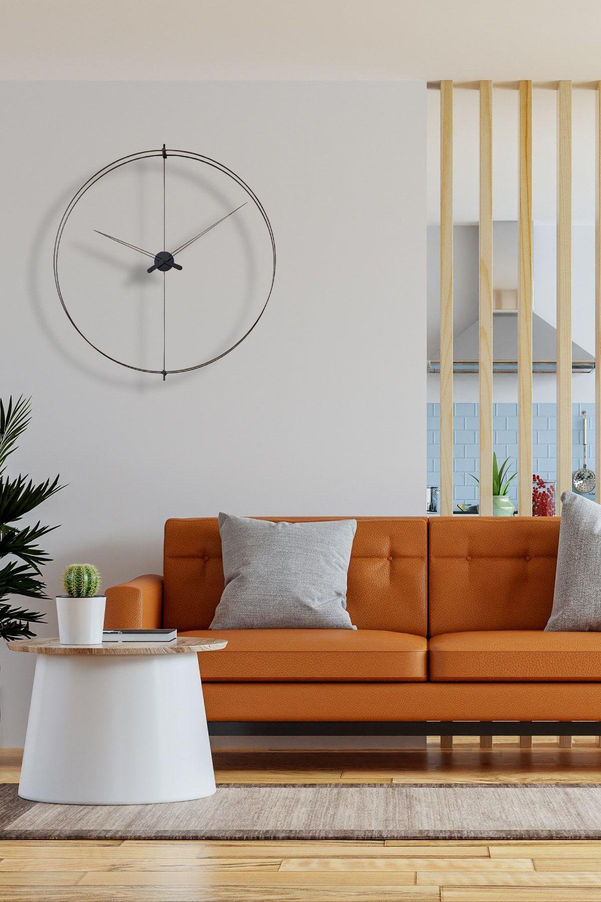 Timelock Saat 60 Cm Siyah Modern Dekoratif Duvar Saati