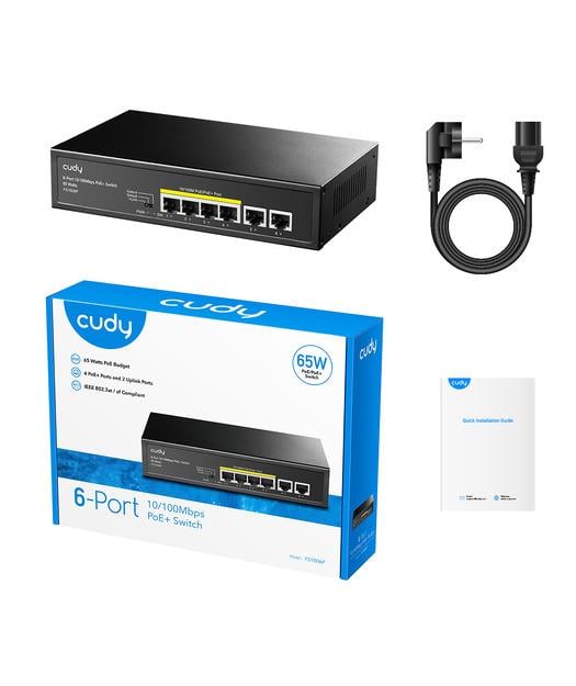 CUDY 6-Port 10/100M PoE+ Switch 60W