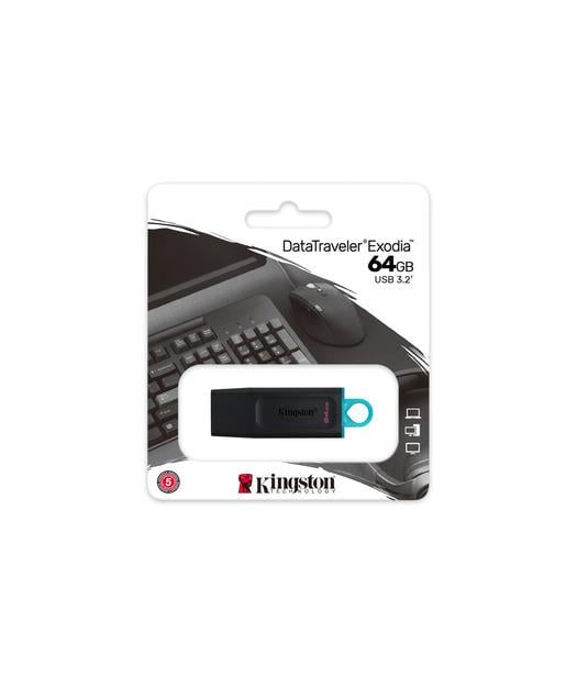 Kingston 64GB USB 3.2 Exodia DataTraveler Exodia (Black + Teal)