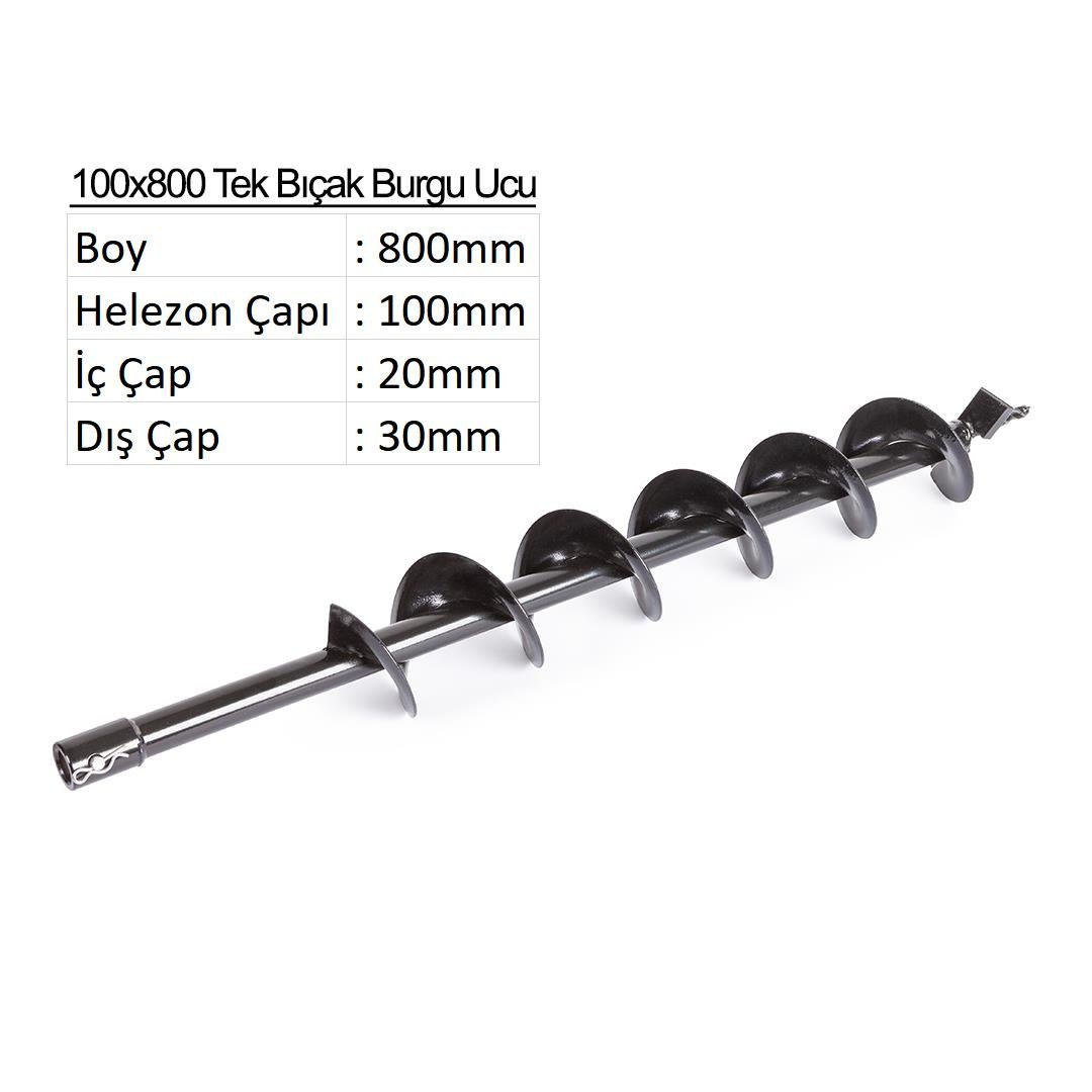 10 cm Tek Bıçak Toprak Burgu Ucu YP-TB-100X800
