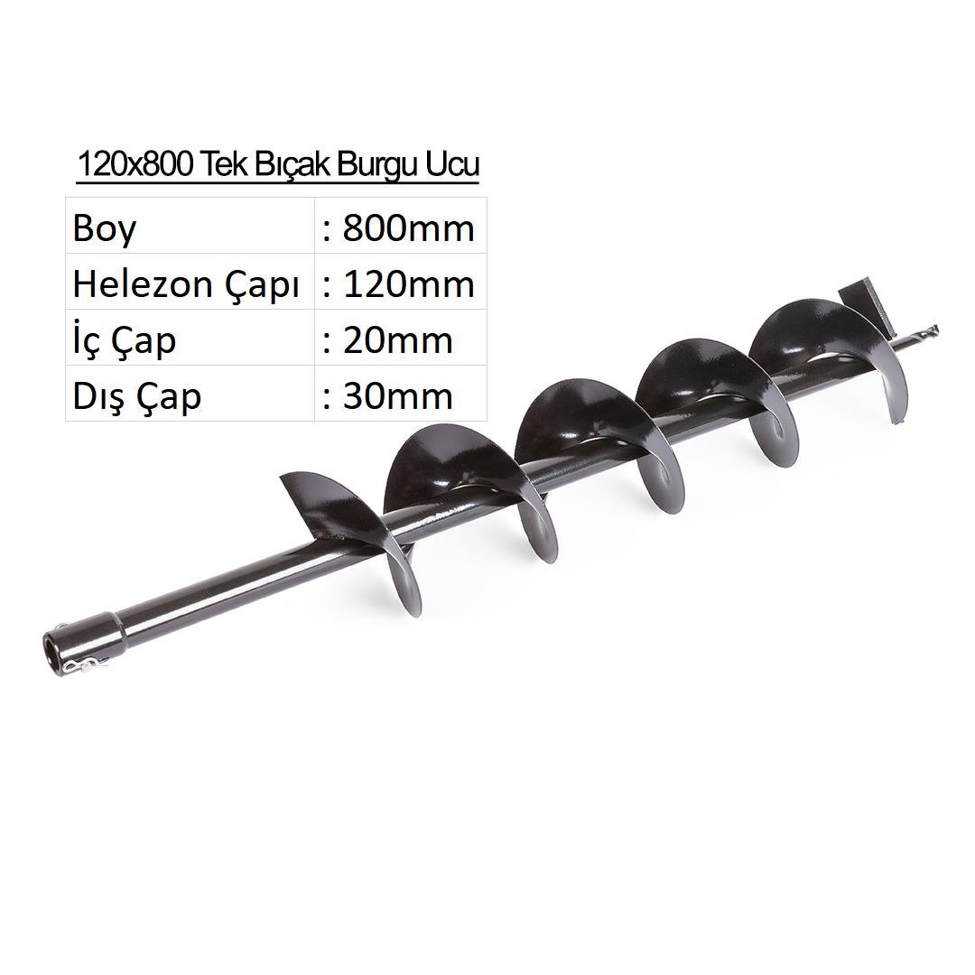 12 cm Tek Bıçak Toprak Burgu Ucu YP-TB-120X800