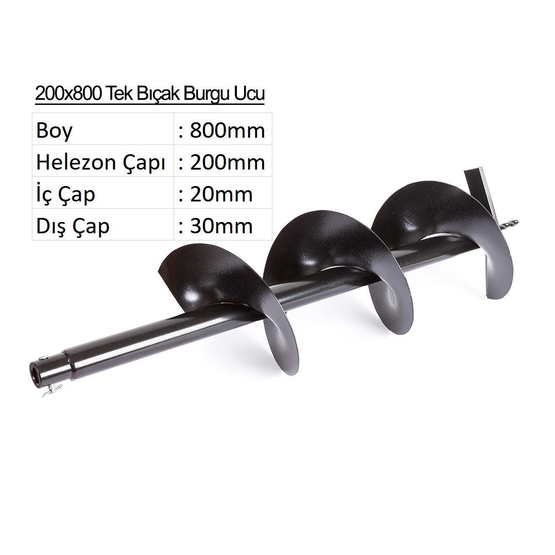 20 cm Tek Bıçak Toprak Burgu Ucu YP-TB-200X800