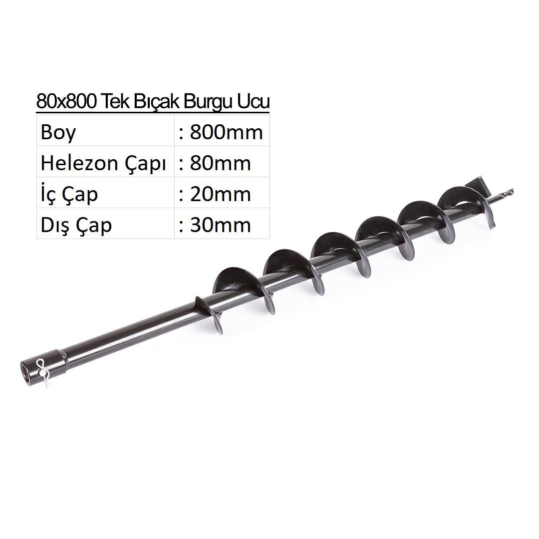 8 cm Tek Bıçak Toprak Burgu Ucu YP-TB-80X800