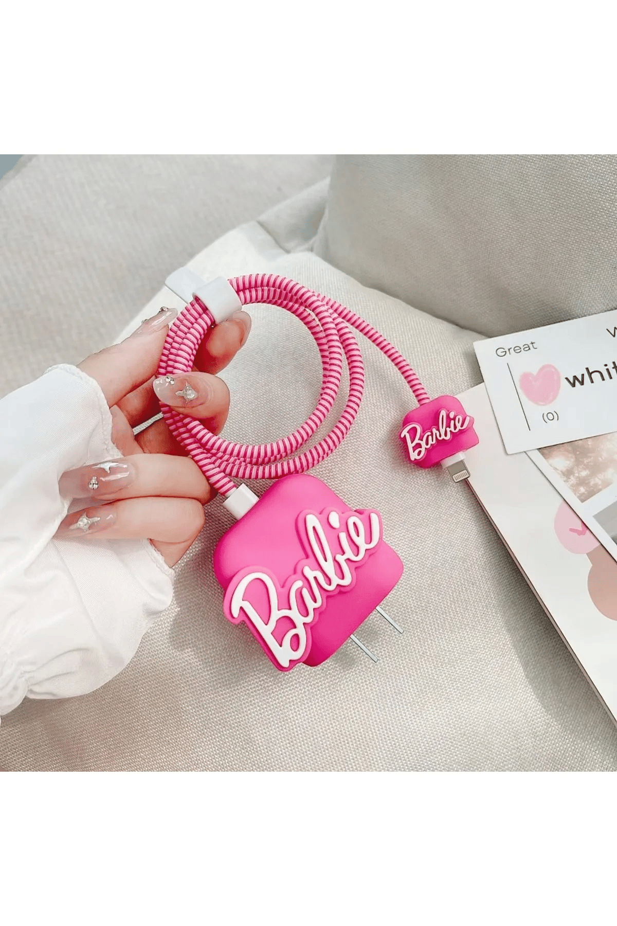 İphone 18w/20w Uyumlu Barbie Şarj Kılıfı, Şarj Kablosu Örme Aparatı, Toparlayıcı