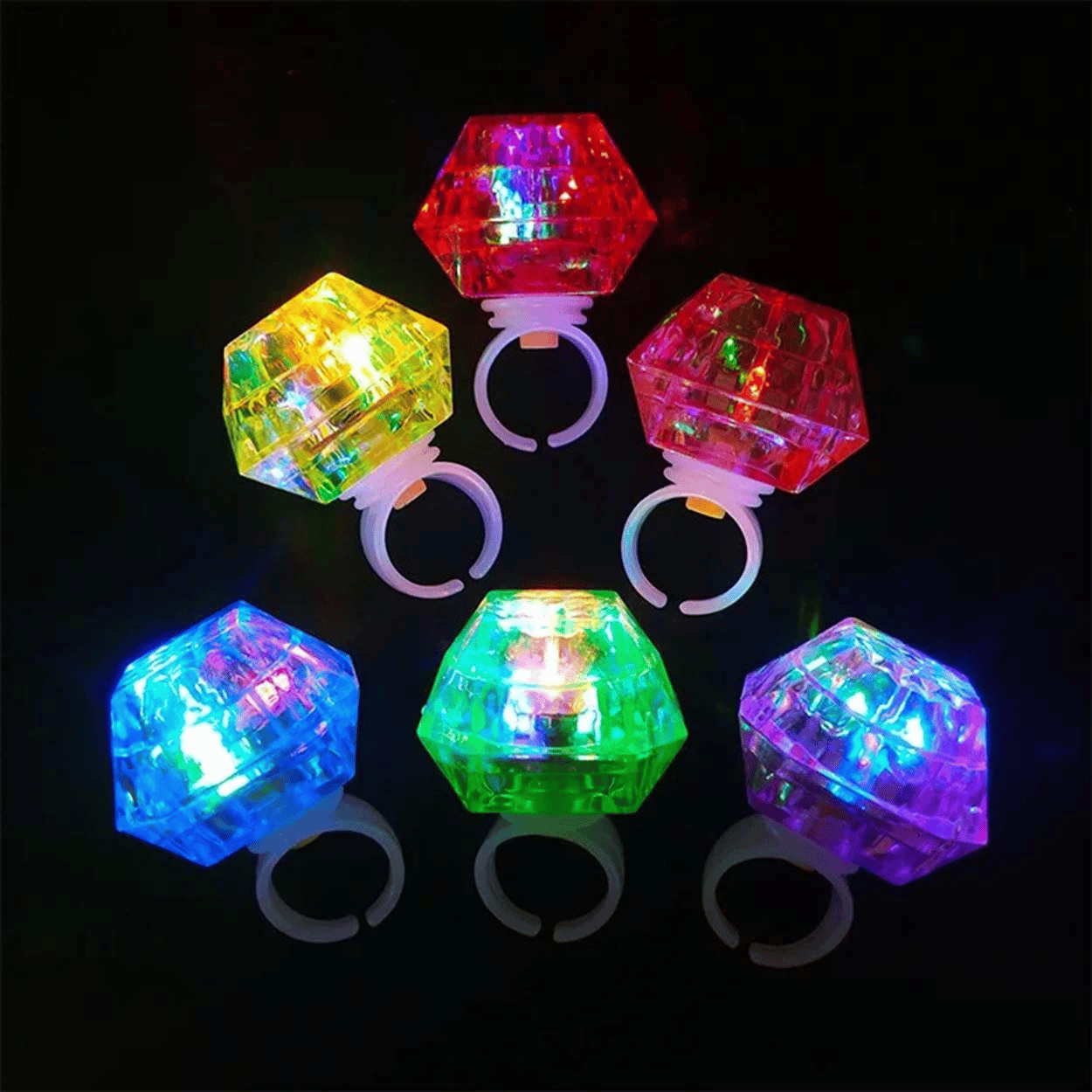 Kristal Tasarımlı Led Glow Işıklı 3 Modlu Kırmızı Yüzük 3.5 X 5 Cm