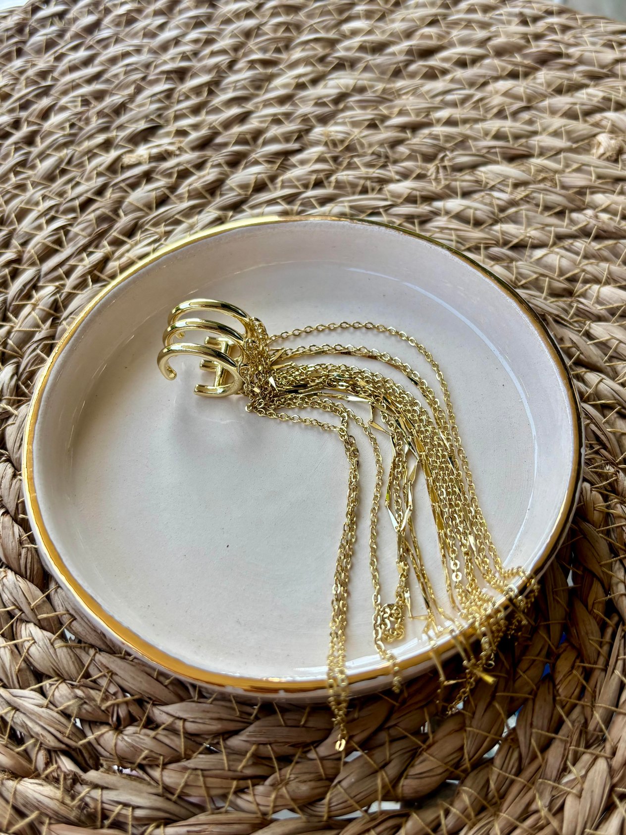  Gold Uzun Zincirli Kıkırdak Küpe