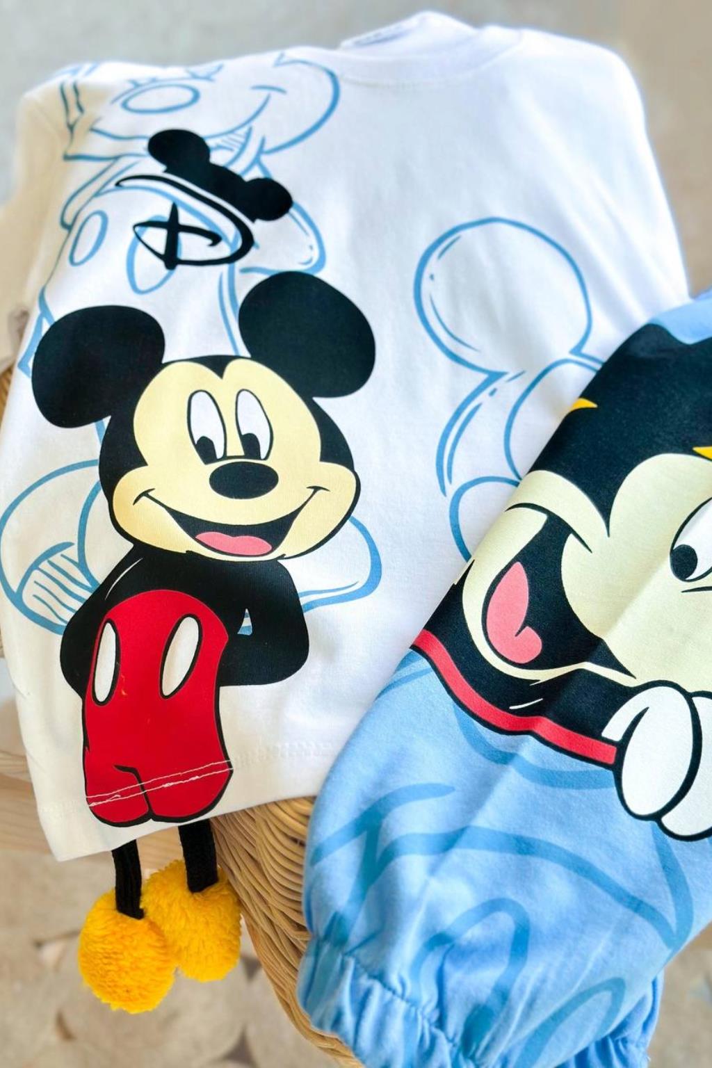 Mavi Mickey Baskılı 3 Boyutlu Eşofman Takım