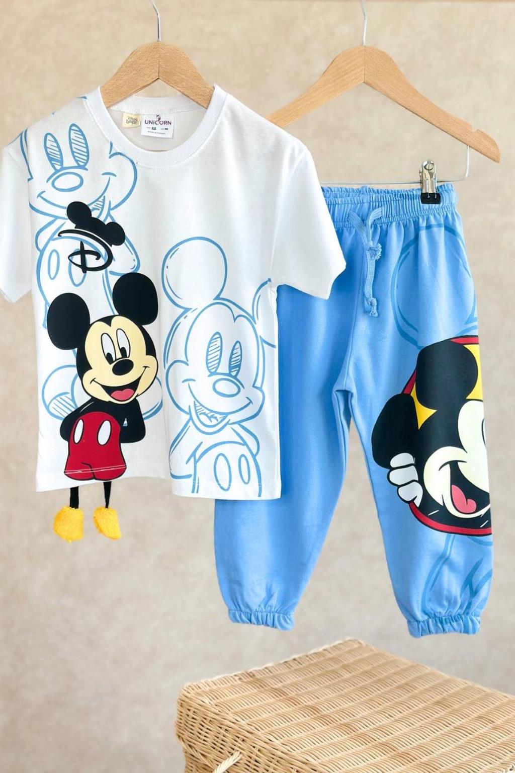 Mavi Mickey Baskılı 3 Boyutlu Eşofman Takım
