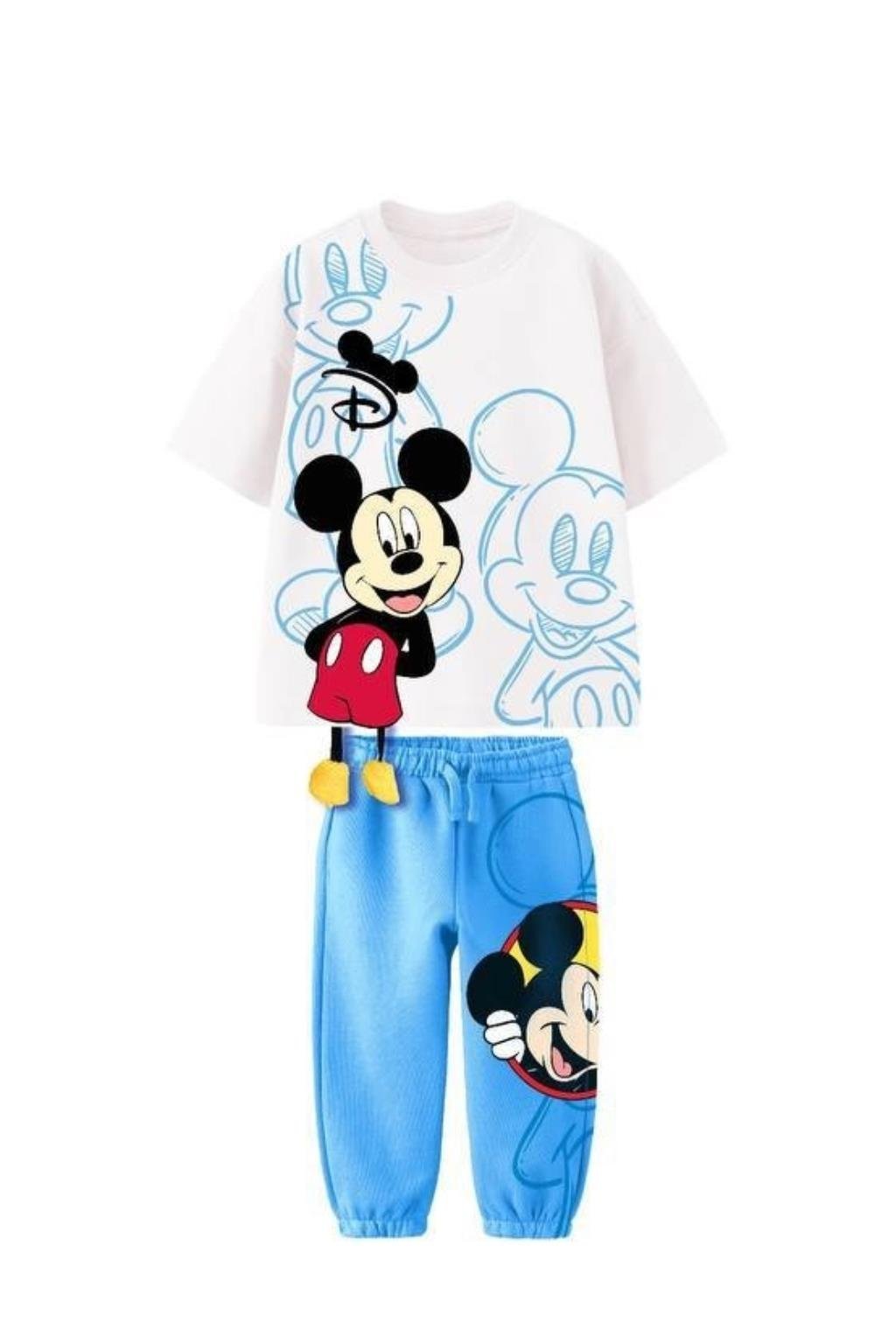 Mavi Mickey Baskılı 3 Boyutlu Eşofman Takım