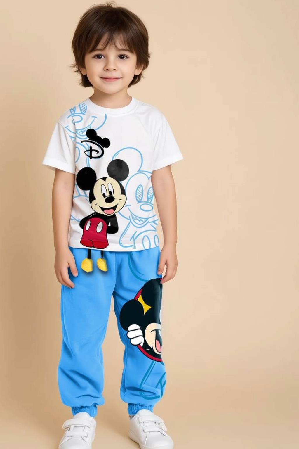Mavi Mickey Baskılı 3 Boyutlu Eşofman Takım