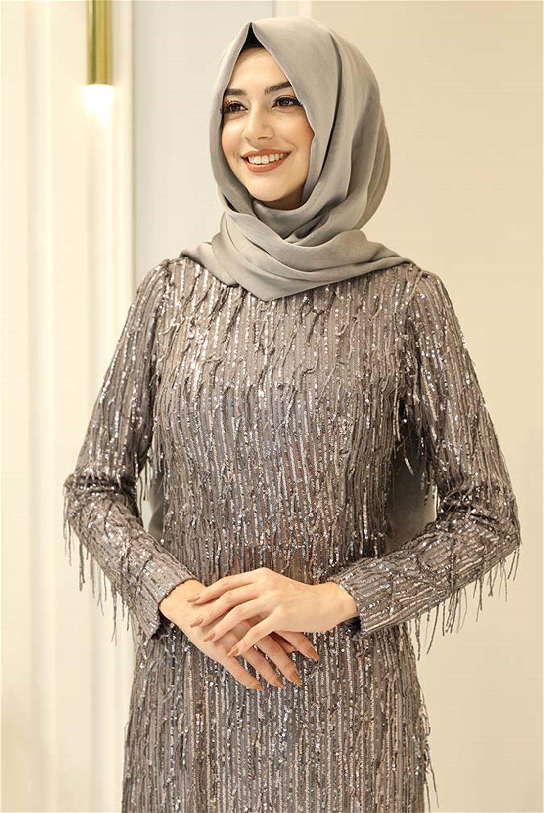 Pınar Şems Afra Abiye Gri