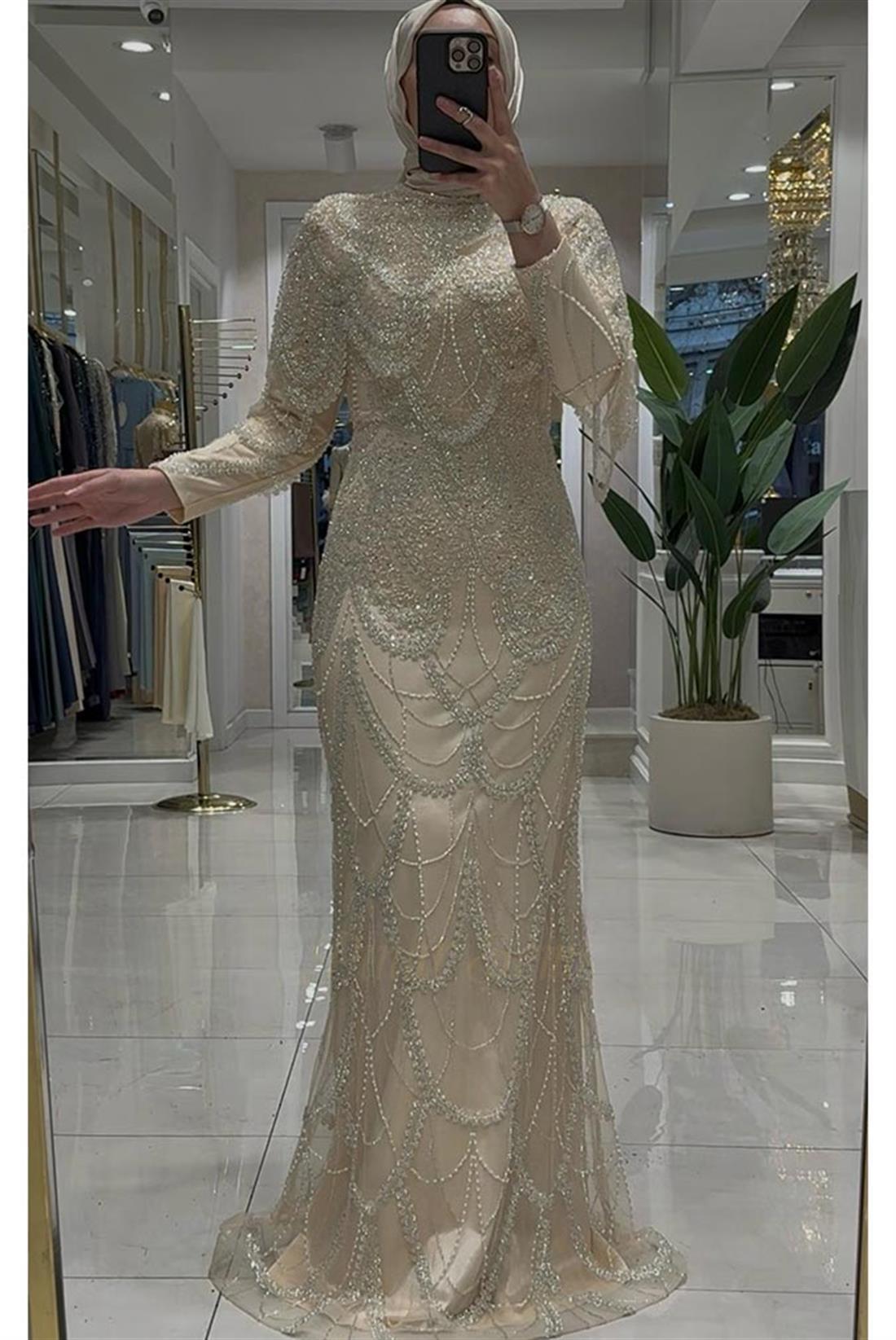 Pınar Şems Lavanta Abiye Gold