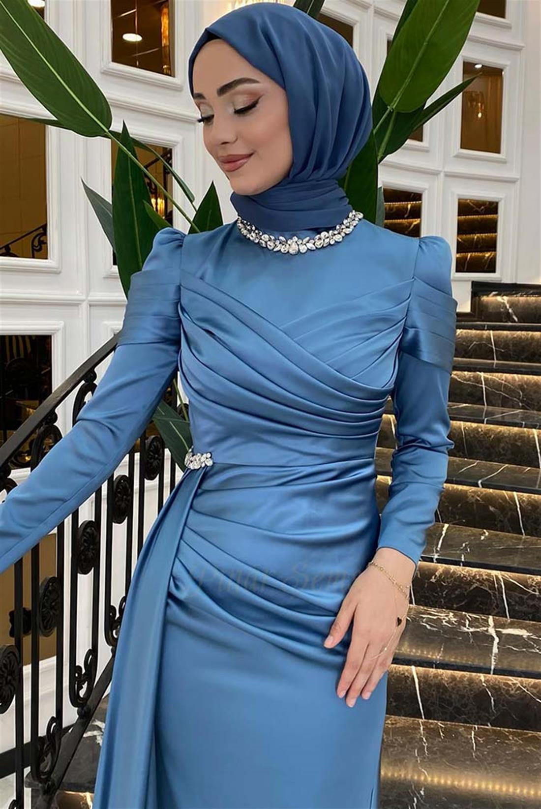Pınar Şems Mina Abiye İndigo