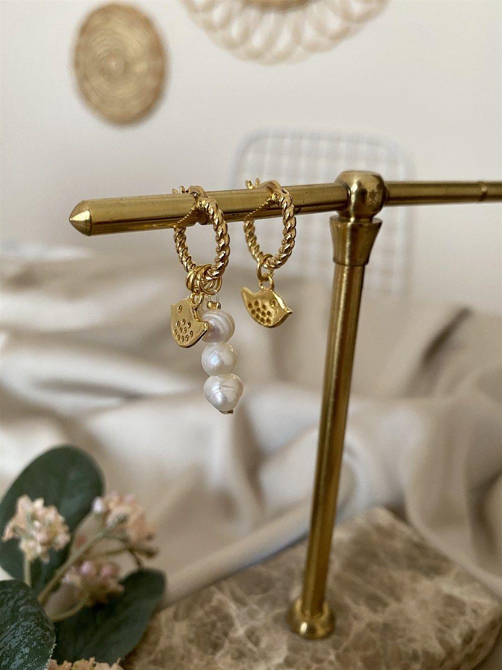 Barok İncili Charm Küpe