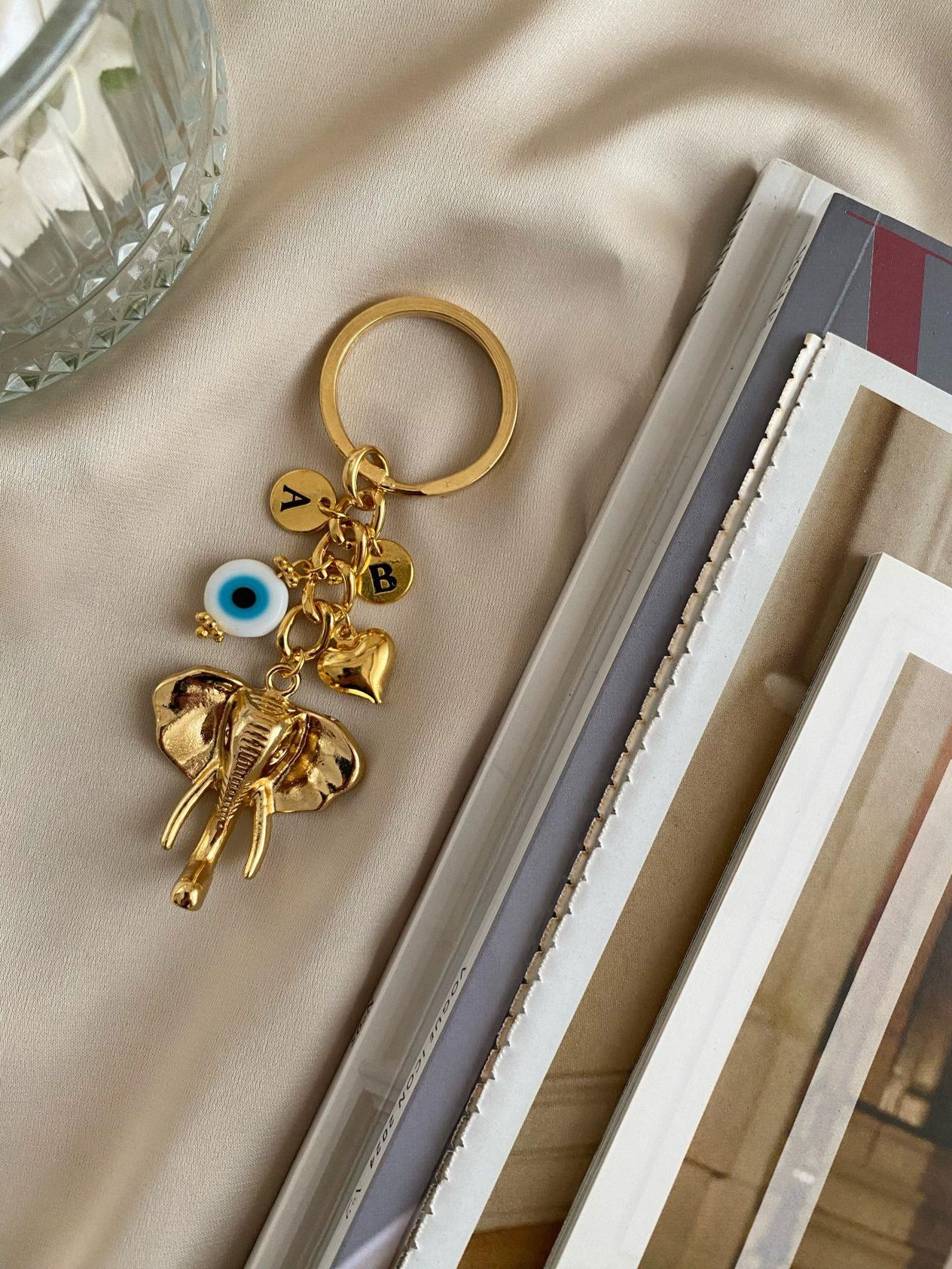 Fil Charm Harf Anahtarlık