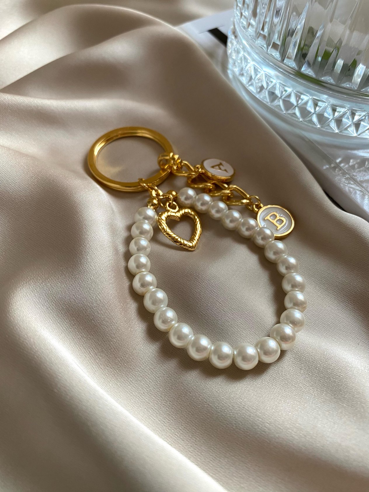 Kalp Charm İnci Anahtarlık