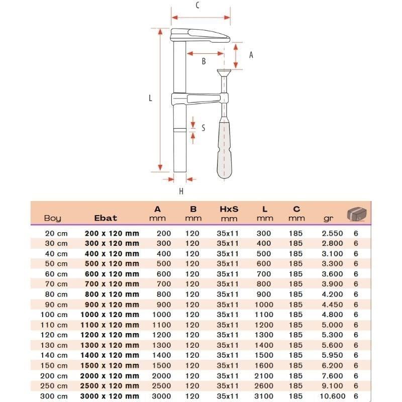 BULUT Büyük İşkence Döküm 100 cm 1000x120mm