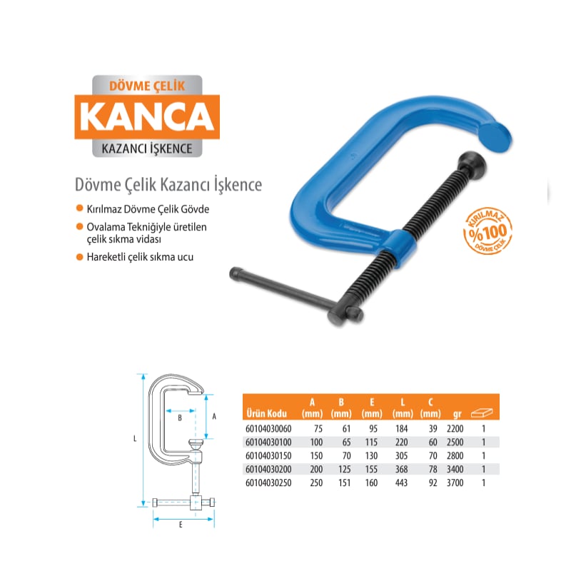 Kanca Kazancı Dövme Çelik İşkence 100 mm