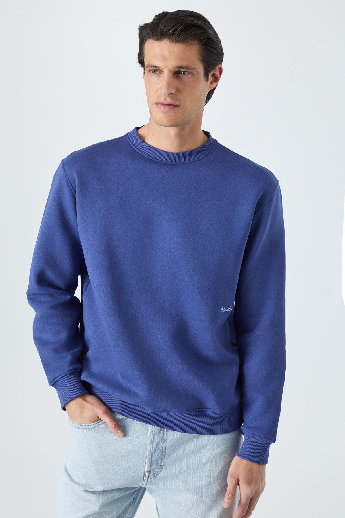 DANE Erkek Organik Kumaşlı Yumuşacık Koyu Mavi Sweatshirt