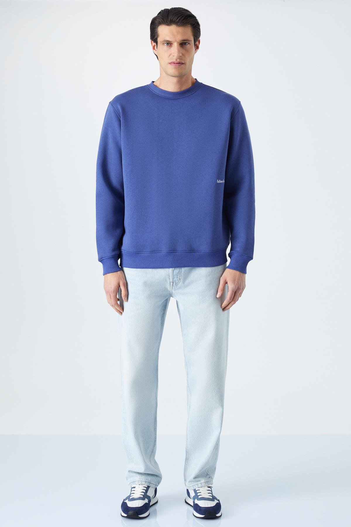 DANE Erkek Organik Kumaşlı Yumuşacık Koyu Mavi Sweatshirt
