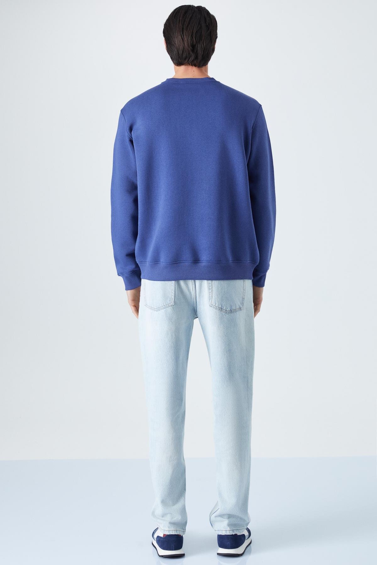 DANE Erkek Organik Kumaşlı Yumuşacık Koyu Mavi Sweatshirt