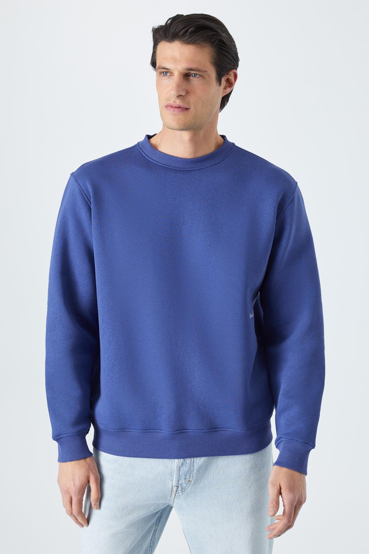 DANE Erkek Organik Kumaşlı Yumuşacık Koyu Mavi Sweatshirt