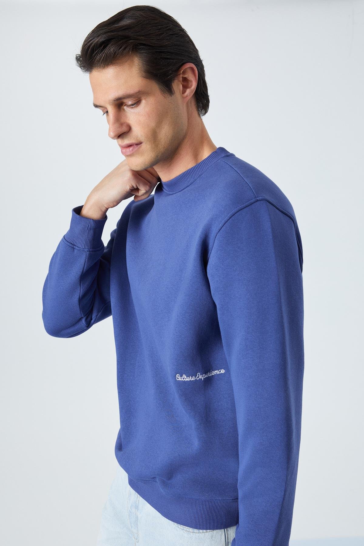 DANE Erkek Organik Kumaşlı Yumuşacık Koyu Mavi Sweatshirt
