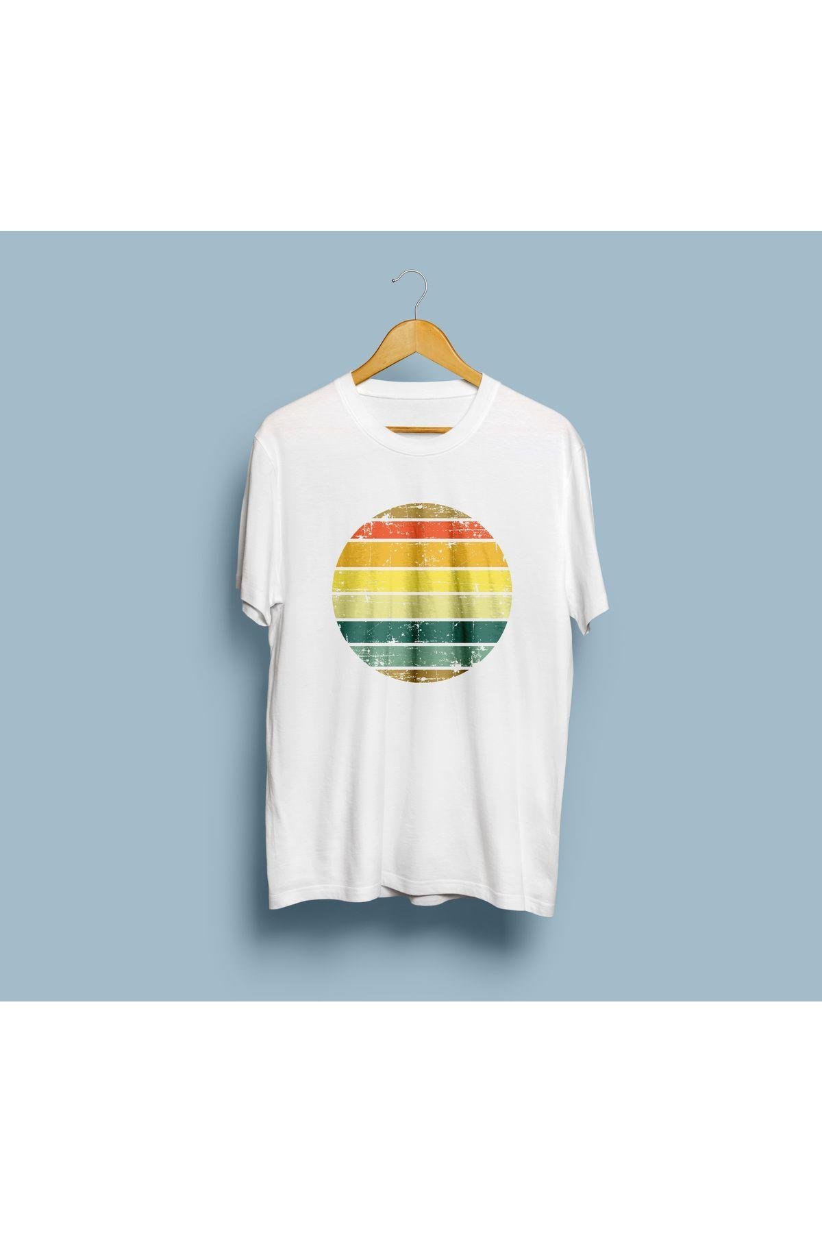 Oversize Sunset Cricle Tasarım Unisex T-shirt
