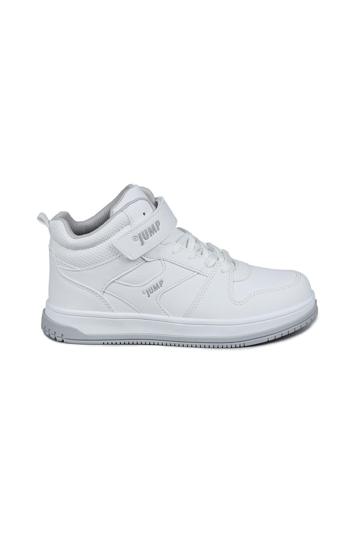 27758 Cırtlı Yüksek Bilekli Beyaz Üniseks Çocuk Sneaker Günlük Spor Ayakkabı
