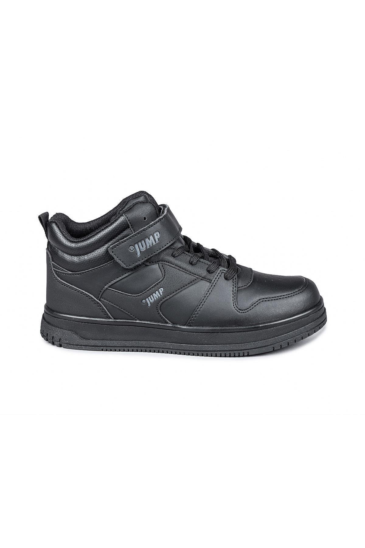 27758 Cırtlı Yüksek Bilekli Siyah Üniseks Çocuk Sneaker Günlük Spor Ayakkabı