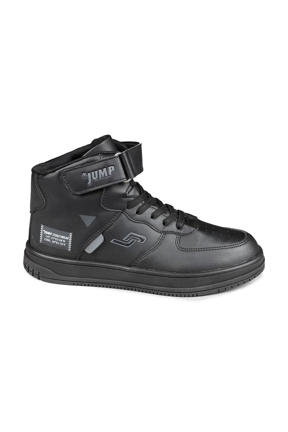 27834 Cırtlı Yüksek Bilekli Siyah Üniseks Çocuk Sneaker Günlük Spor Ayakkabı