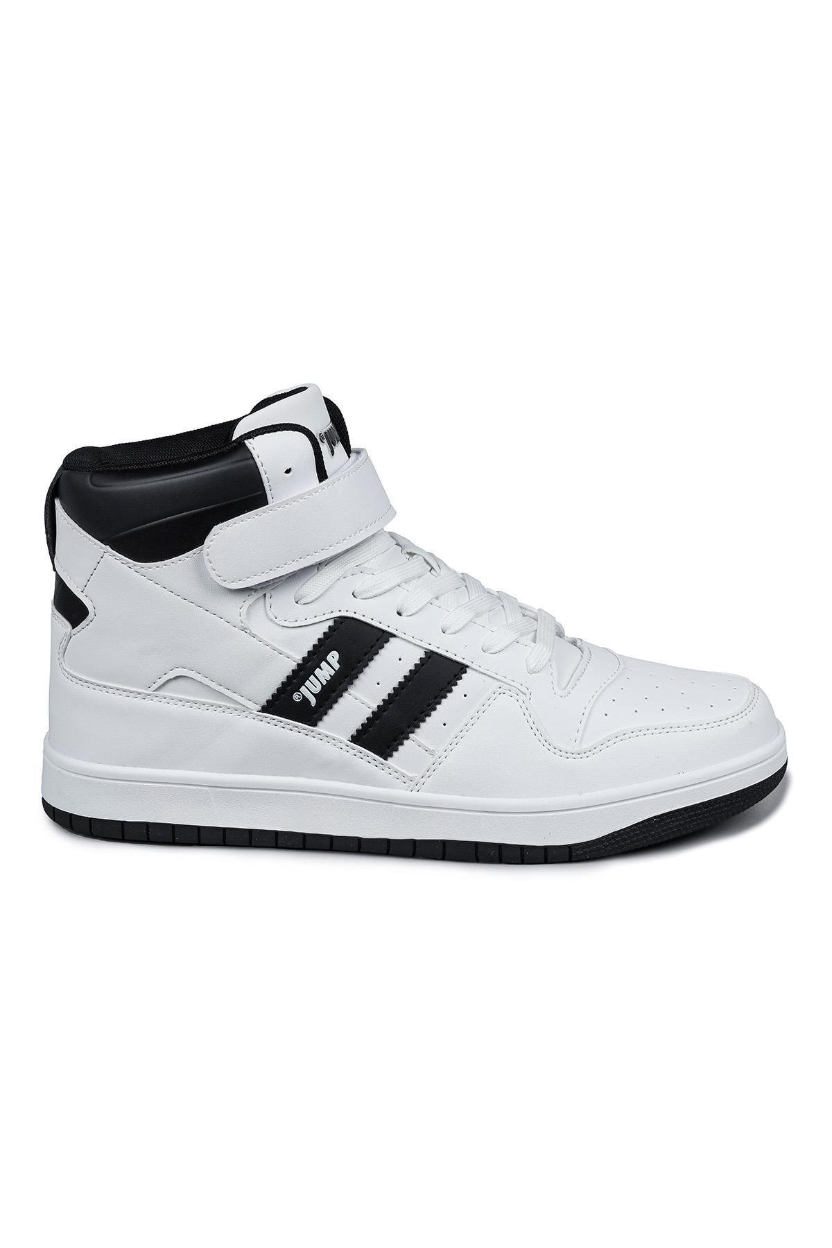28504 Yüksek Bilekli Beyaz - Siyah Erkek Sneaker Günlük Spor Ayakkabı