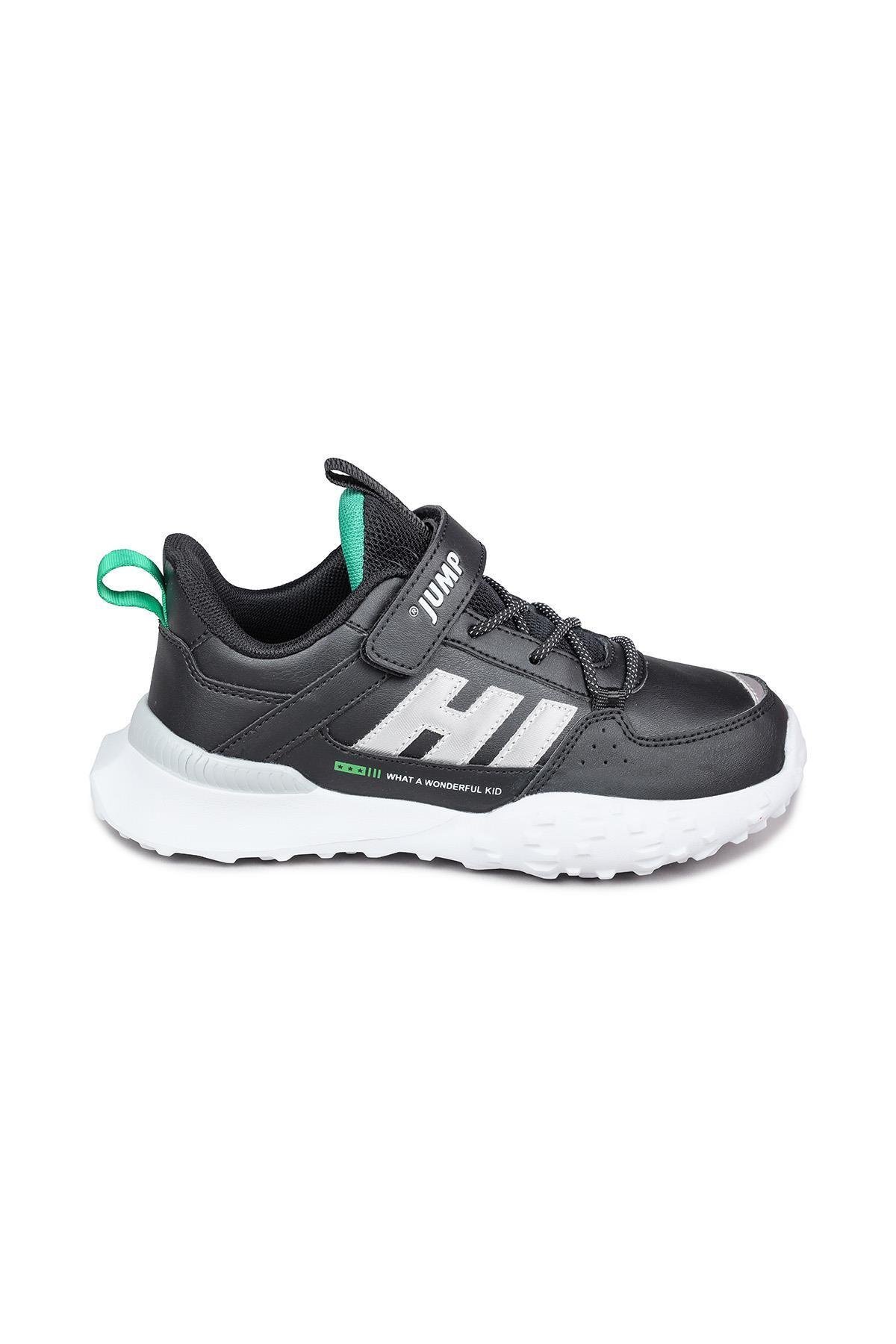 29602 Cırtlı Siyah - Neon Yeşil Üniseks Çocuk Sneaker Günlük Spor Ayakkabı